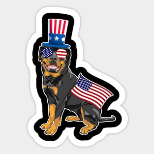 Rottweiler Uncle Sam Hat Sunglasses Usa Flag 4th Of July Sticker